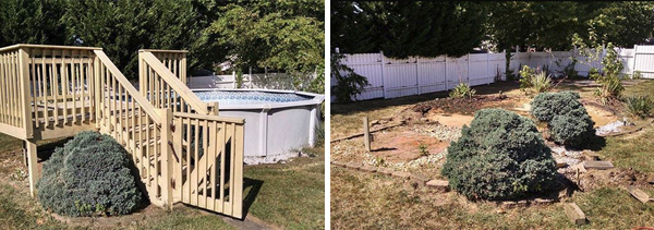 Before and after images of a pool removal